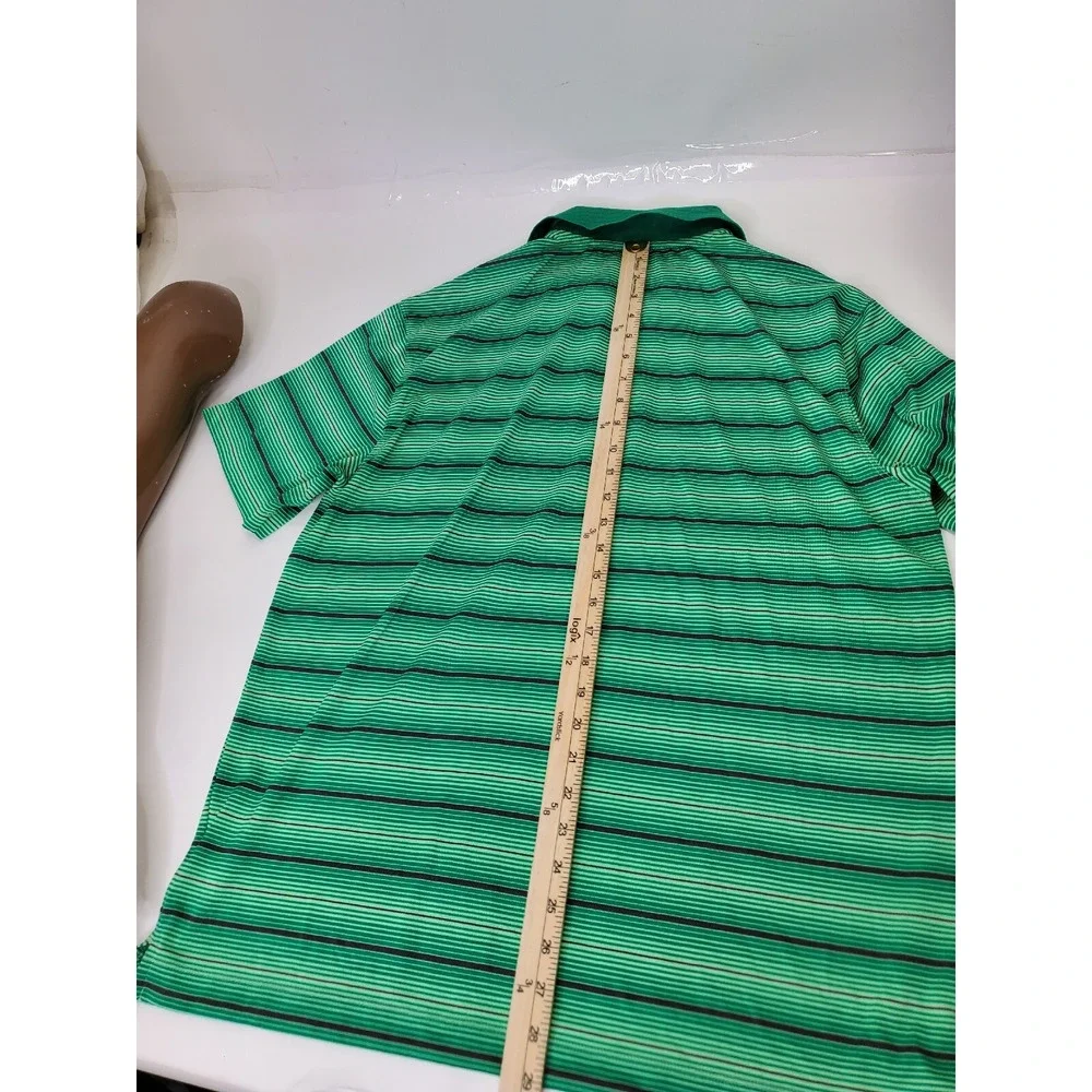 Nike Mens Polo Shirt Green Dri-Fit Golf Tour Performance Striped 585822 Size L